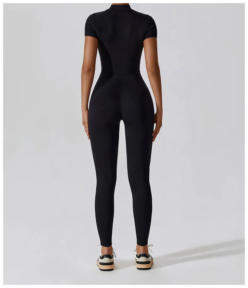 Tessa Yoga Jumpsuits Zipper Short Sleeve