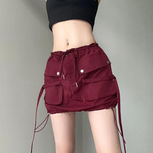 Charla Ribbons Bandage Cargo Skirt