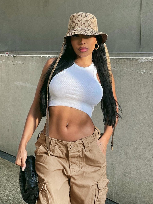 Y2K Khaki Denim Jeans Baggy Cargo Pants