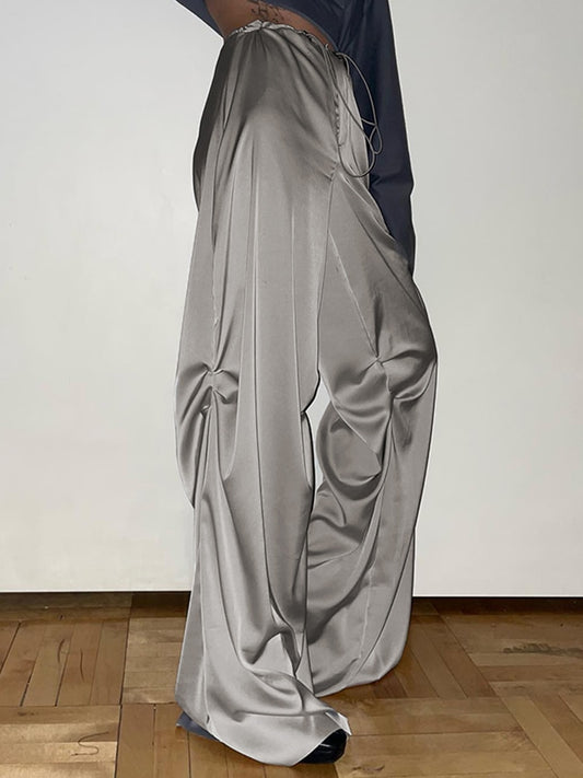 Satin Wide Leg Trousers Pants Y2k