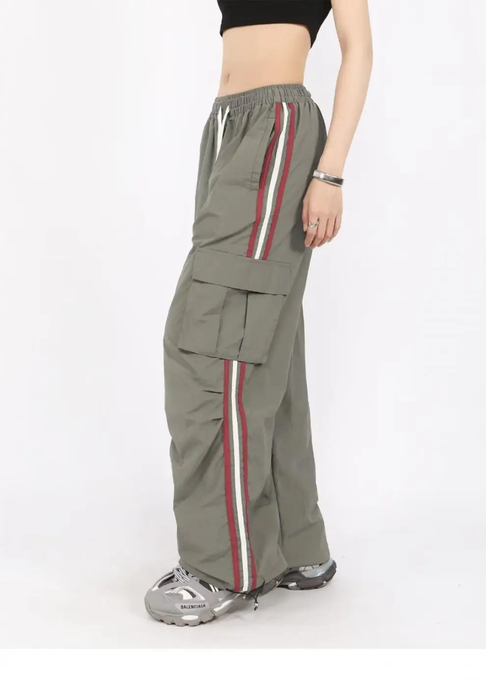 BC Striped Y2K Cargo Baggy Trousers Oversize Jogger Wide Leg Sweatpants