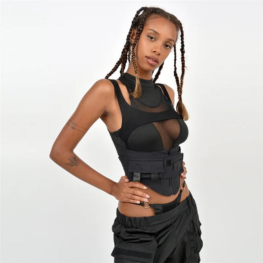 Destiny See-Through Mesh Cami O-Neck Vest