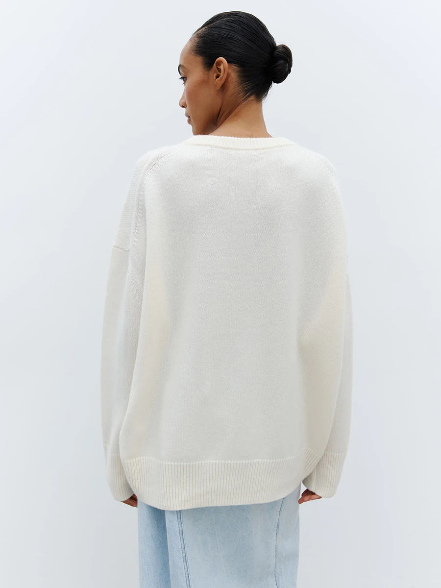BB Oversized V-neck Warm Knitted Pullover Sweat