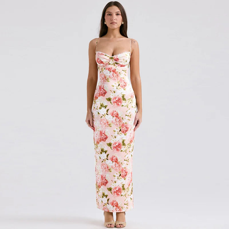 Mindy Vintage Floral Long Maxi Dress