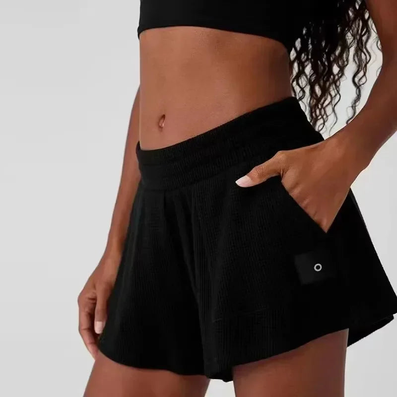 Terra Soft Waffle collar yoga Sweatshirt set  shorts and pants