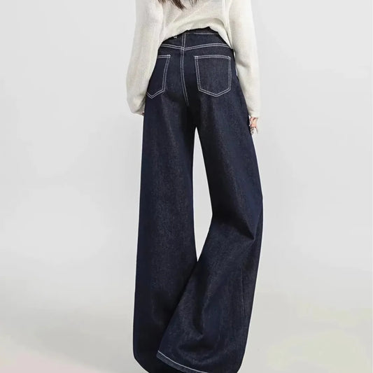Y2K High Street Retro Denim Trouser Washed Vintage Casual Classic Baggy High Waist Jeans