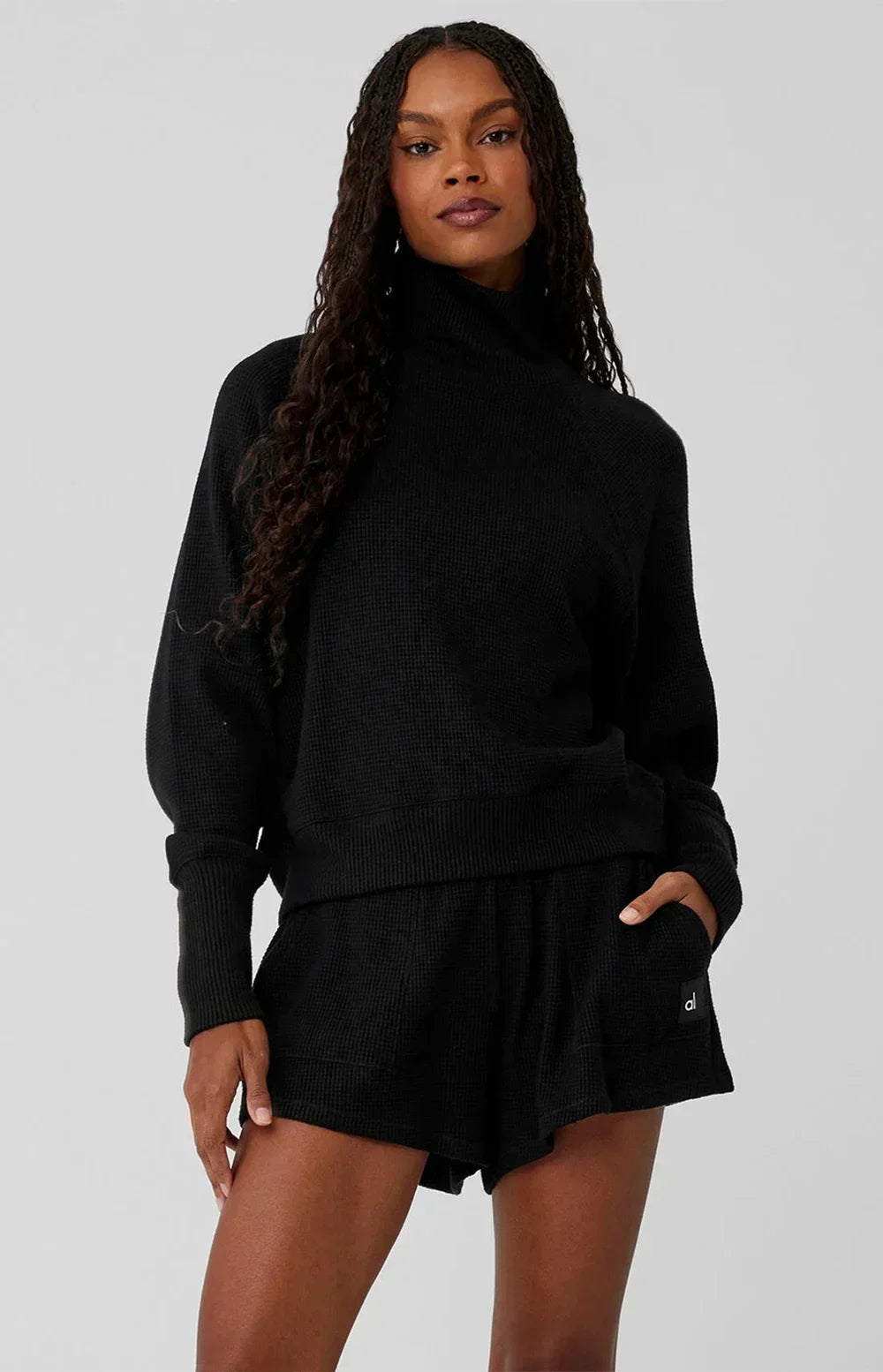 Terra Soft Waffle collar yoga Sweatshirt set  shorts and pants