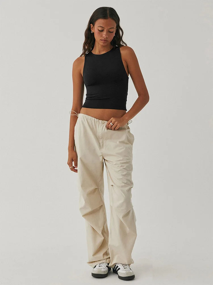 Sorina Sleeveless Tight Bottomed Shirt With Round Neck Racerback Top