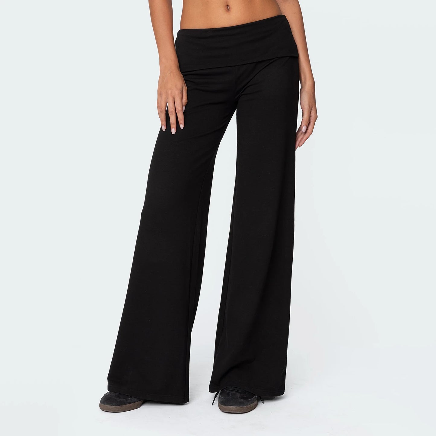 CB Spring Summer Y2K Casual Baggy Long Pants Elastic Foldover Low Waist Loose Wide Leg Trousers