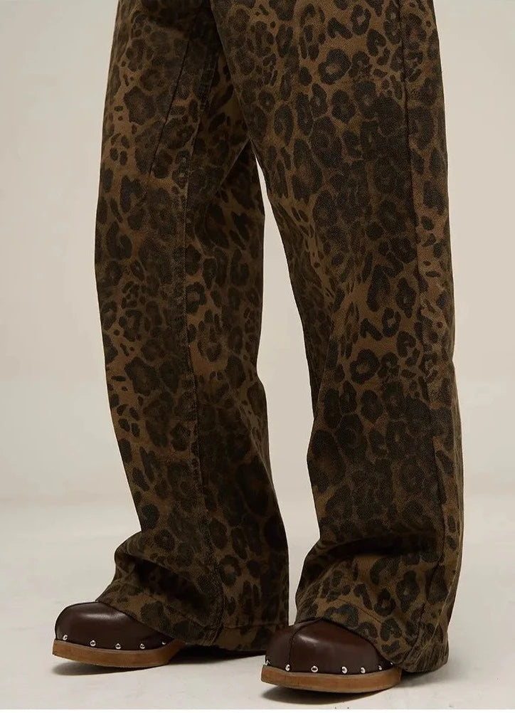 BG Tan Leopard Denim Pants