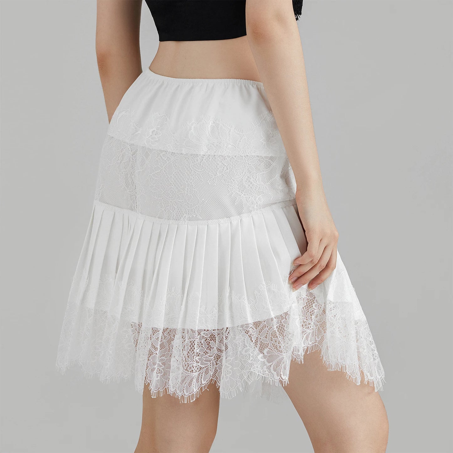 Diy Mid-Rise Pleated Lace Skirts