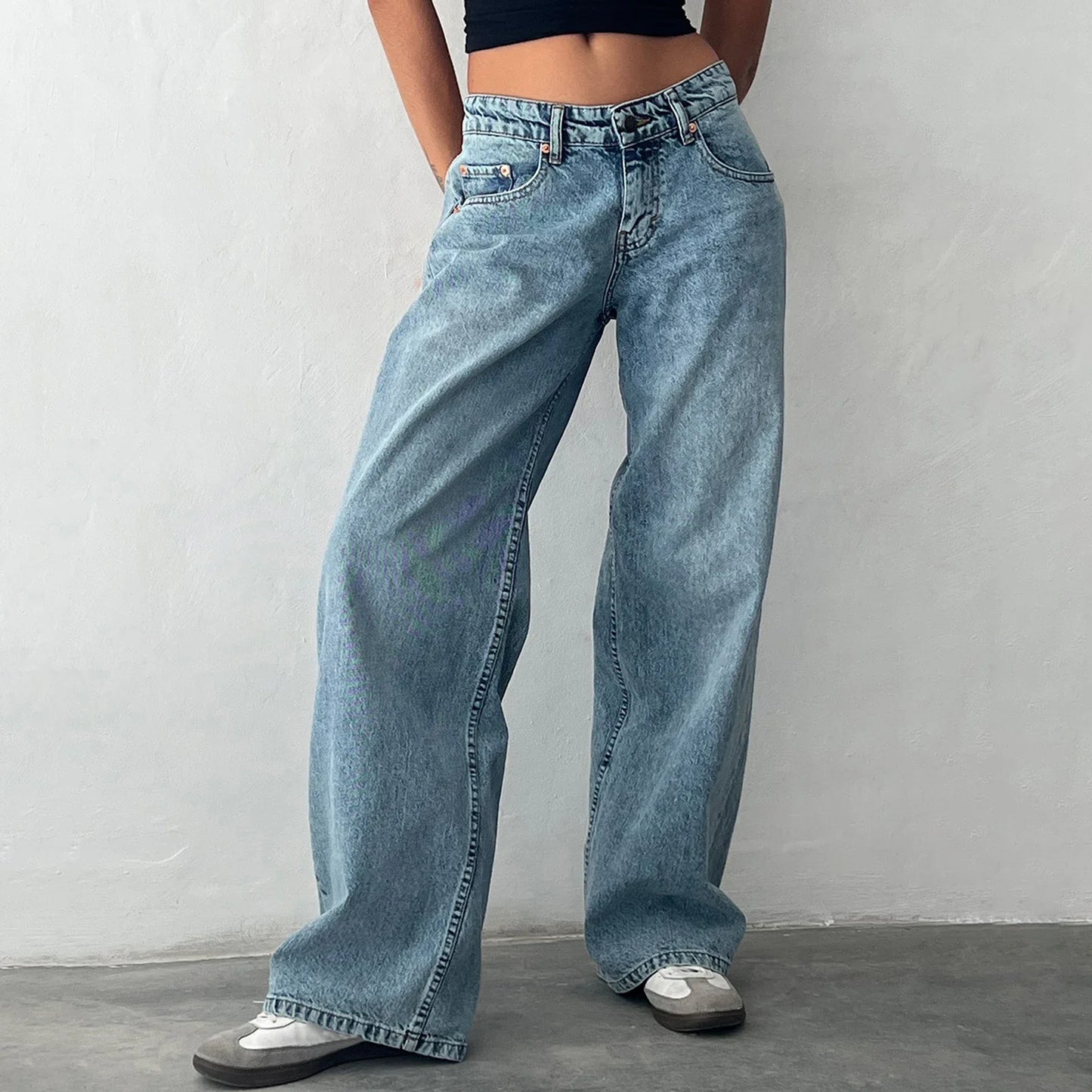 BCG Wide Leg Baggy Low Waist Boyfriend Jeans