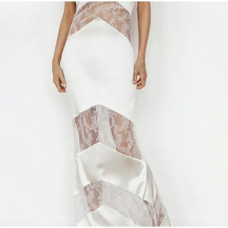 BC Lace See Through Sling Backless Sleeveless Long Dresses