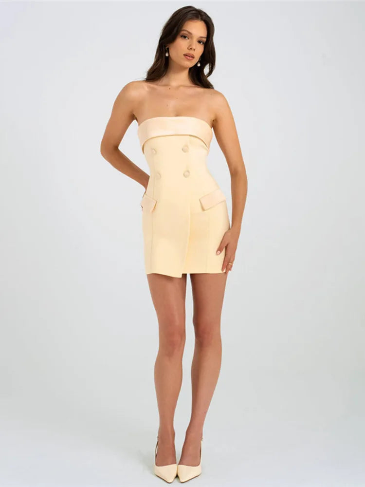 Mulla Off-shoulder Strapless Two-Pocket Mini Dress