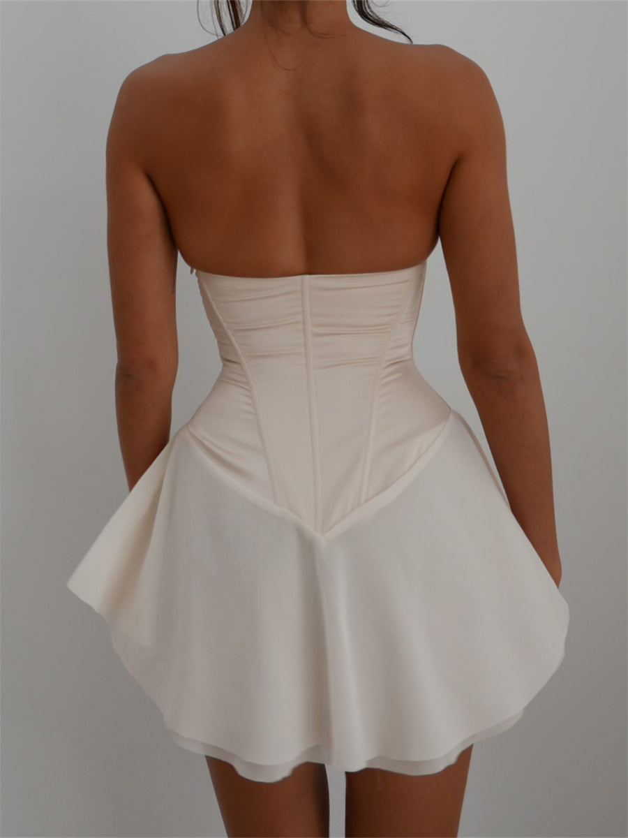 BC Vintage Strapless Bandage Corset Mini Dress Sleeveless Off-Shoulder