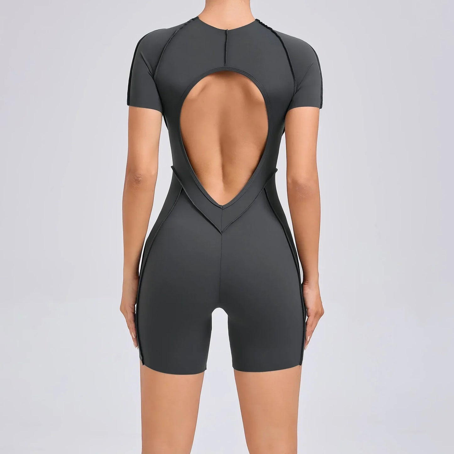 BC Seamless Yoga Jumpsuits Backless Short-sleeved One-piece
