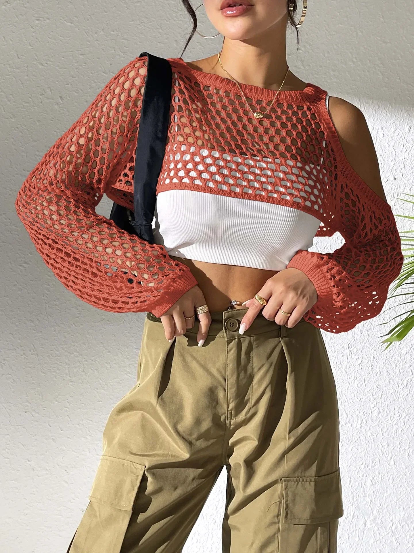Sienna Hollow out Crew Neck Short Top