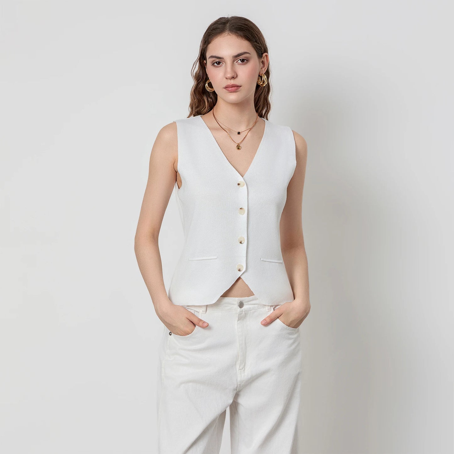 BC Sleeveless Waistcoats V Neck Button Down Vest