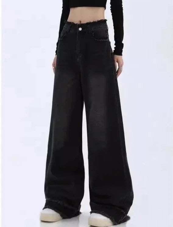 Y2K Vintage Black Baggy Oversized Wide Leg Denim