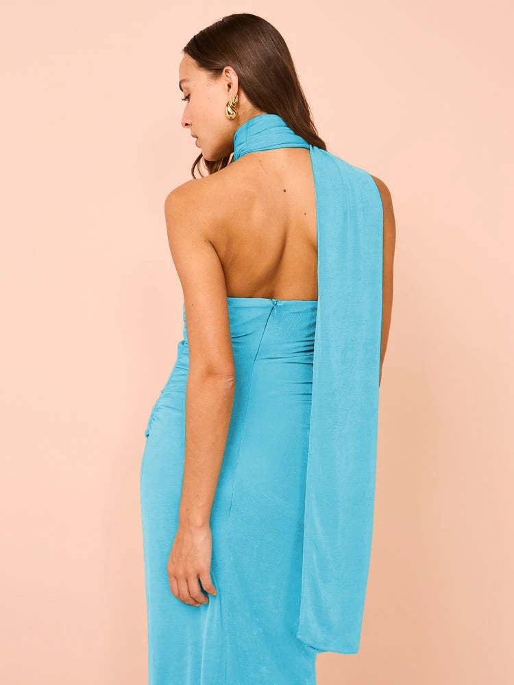 Leela Halter Off-shoulder Sleeveless BC Long Dress