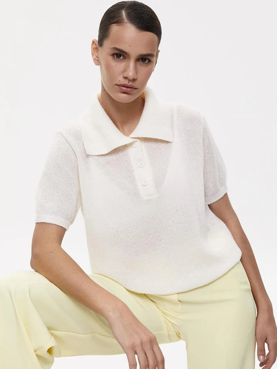 Nova Knitted Hollow Short Sleeve Polo
