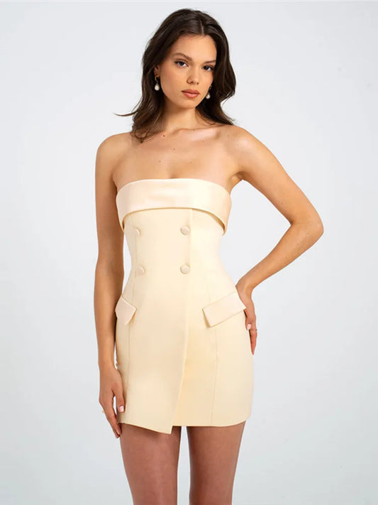 Mulla Off-shoulder Strapless Two-Pocket Mini Dress