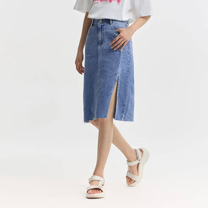 Denim High-Waisted Medium-Length Vintage Skirt