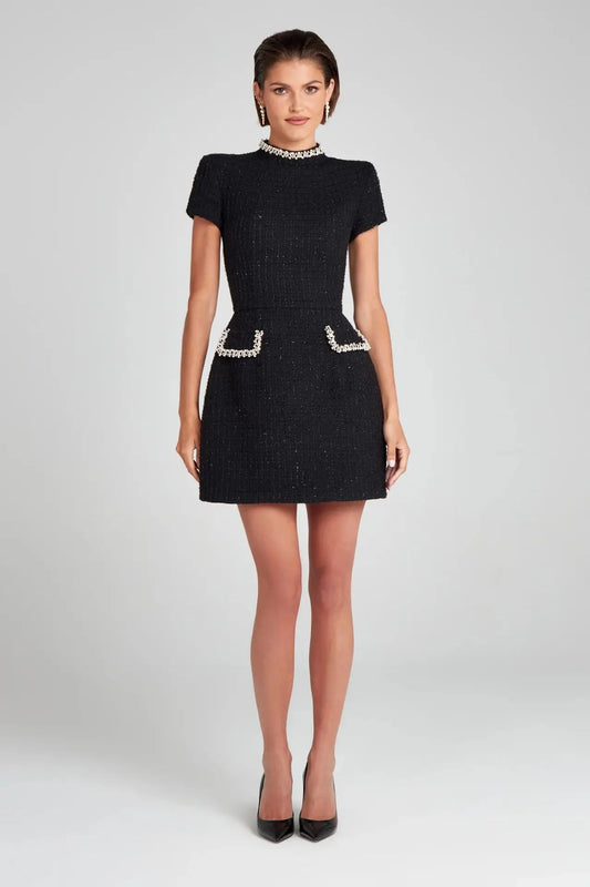 Mini Dress Pocket Short Sleeve Glitter Vintage Dress