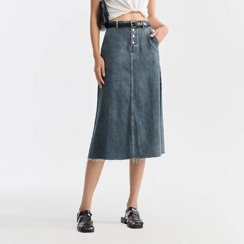 Y2K Denim A-Line Retro Versatile Long Skirt