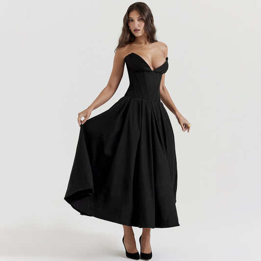 BC Elegant Strapless Corset Midi Dress