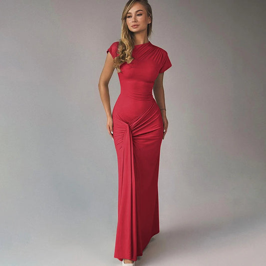 Mozi High Waist O-Neck Sleeveless Lace Up Long Dress