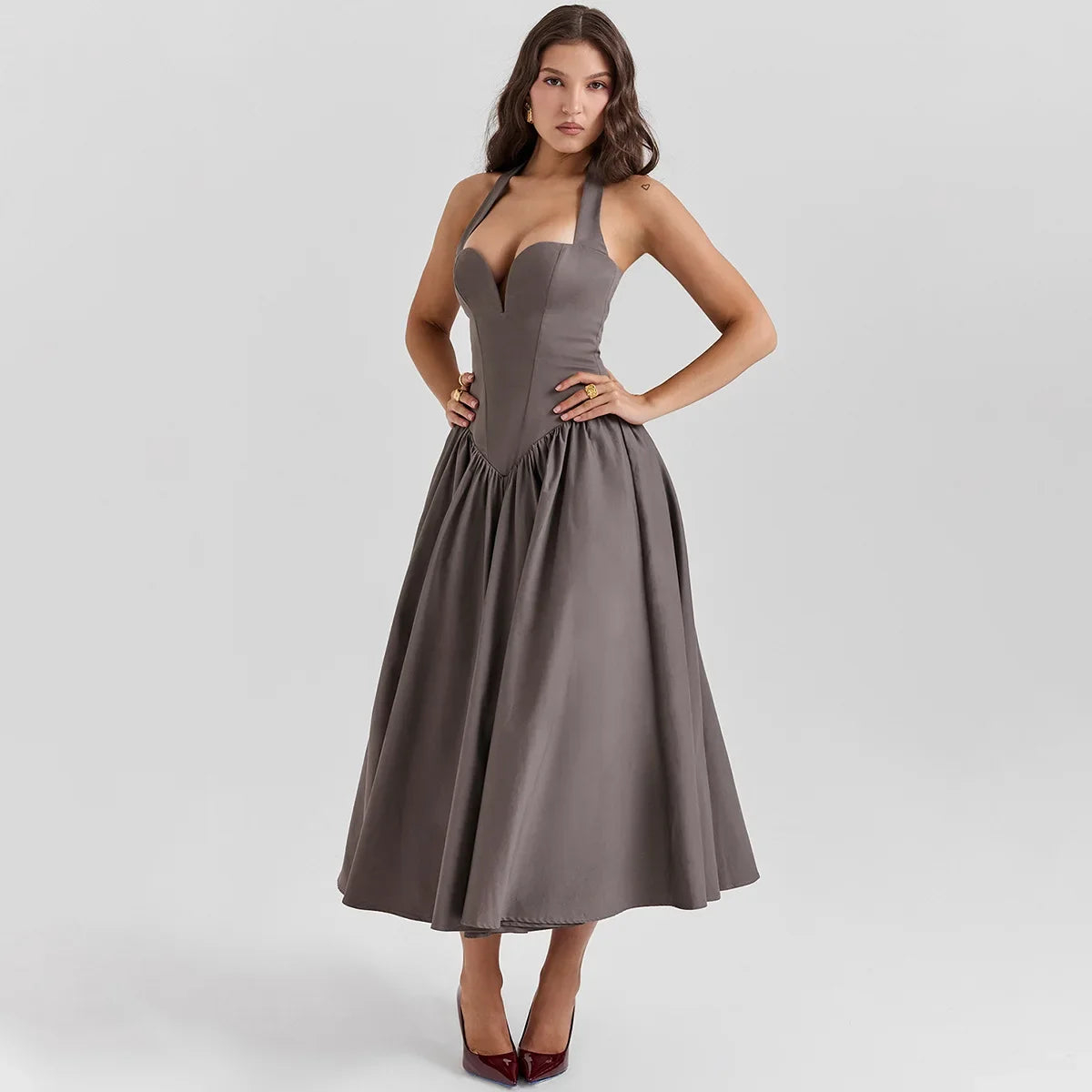 Suky Flare Halter Long Dress