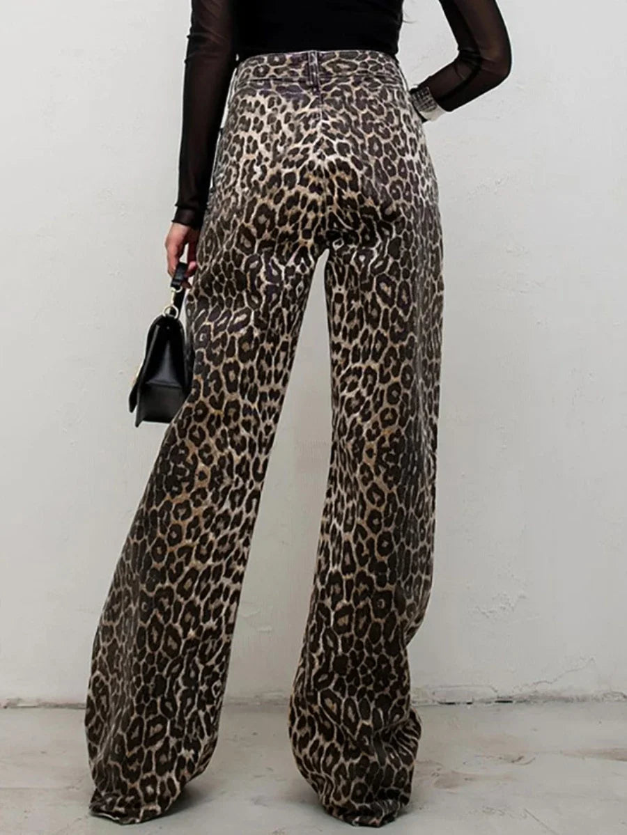 Wama Leopard Print High Waisted Pants
