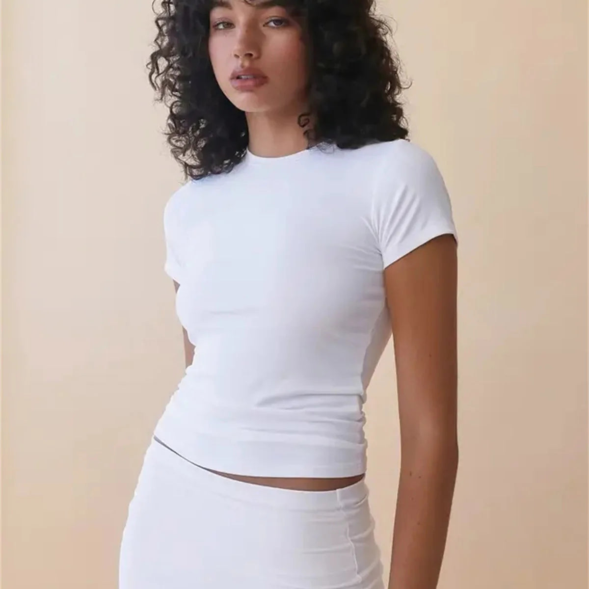 Short Sleeve Y2k O-Neck Tee Crop Top