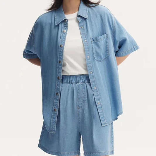 BG Soft Denim Long Sleeve Blouse