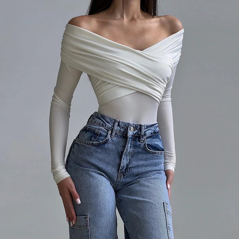 Backless Corset Crossed Bodysuits Long Sleeves Knitted Rompers