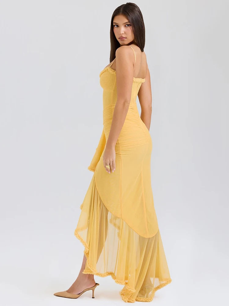 MU Ruffled Draped Ruched Maxi Dress