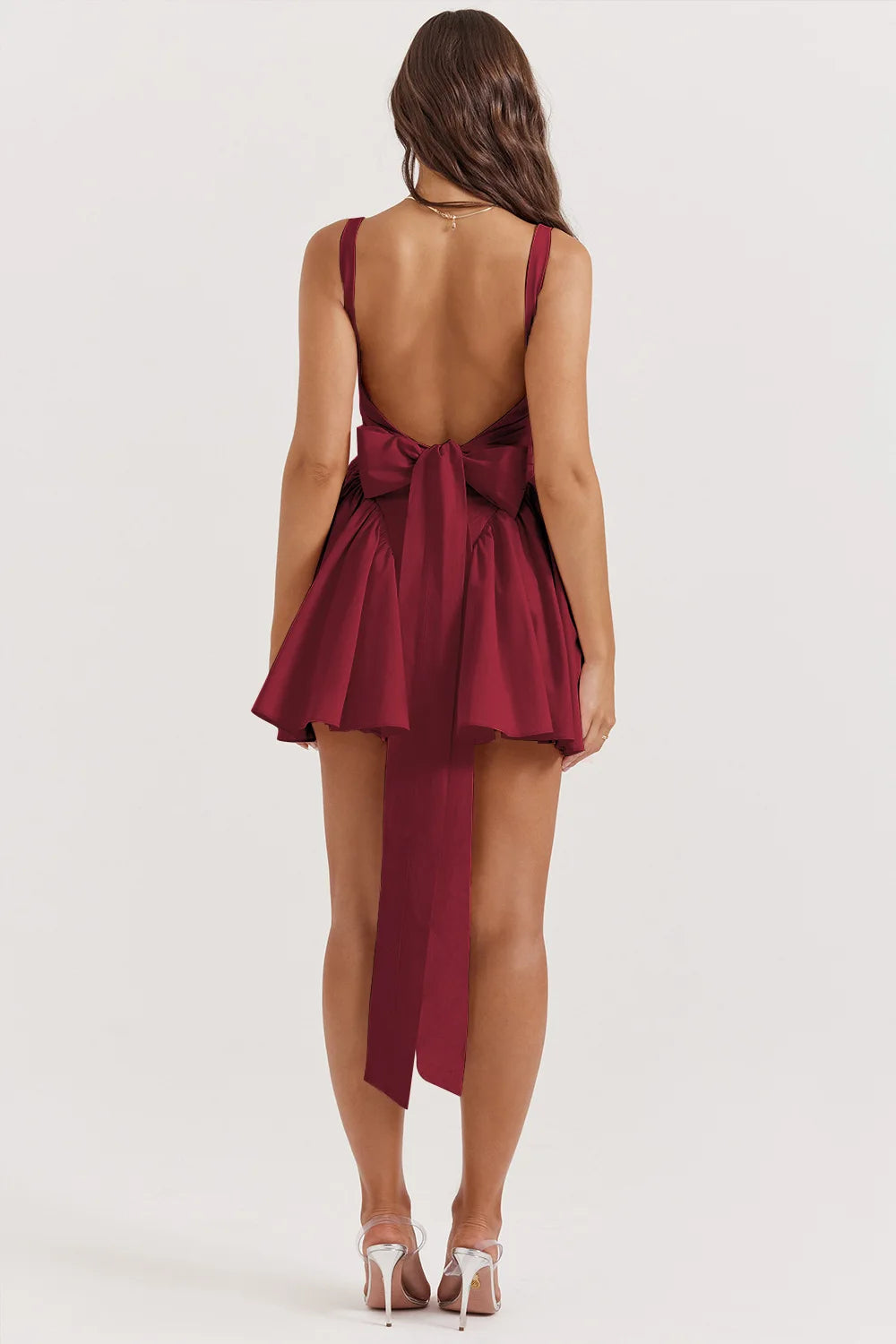 Aura Elegant Sleeveless Backless Bow Mini