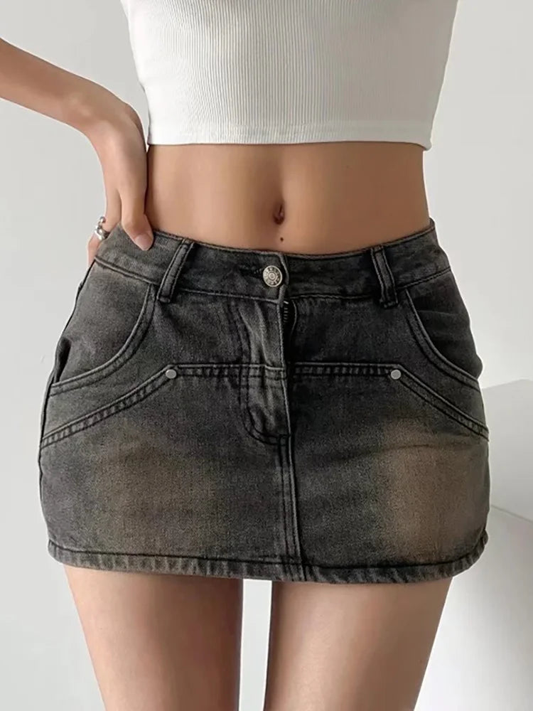 Jul Skirt spliced Denim Pocket High Waist