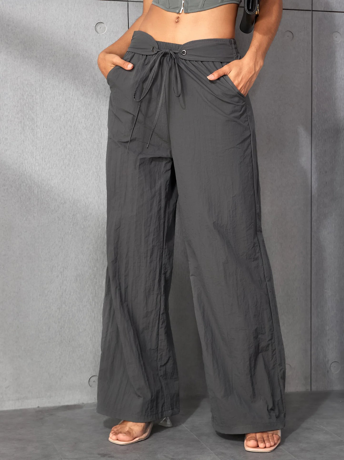 BC  Straight Leg Drawstring Waist Wide Cargo Pants