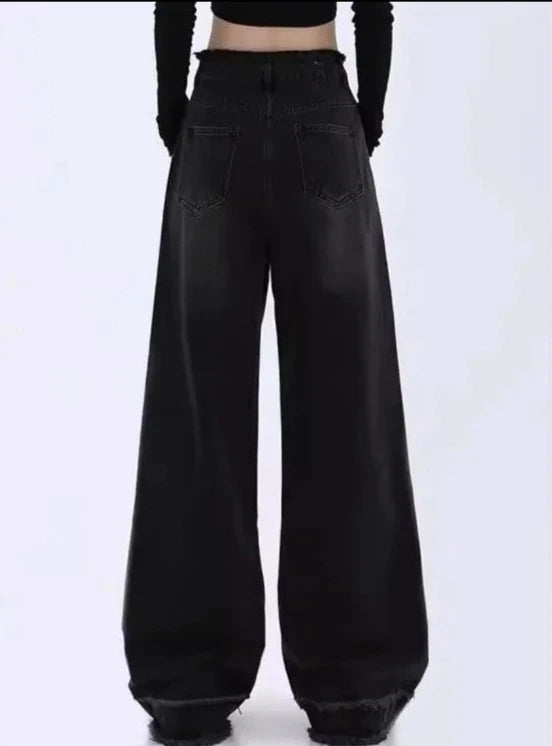 Y2K Vintage Black Baggy Oversized Wide Leg Denim