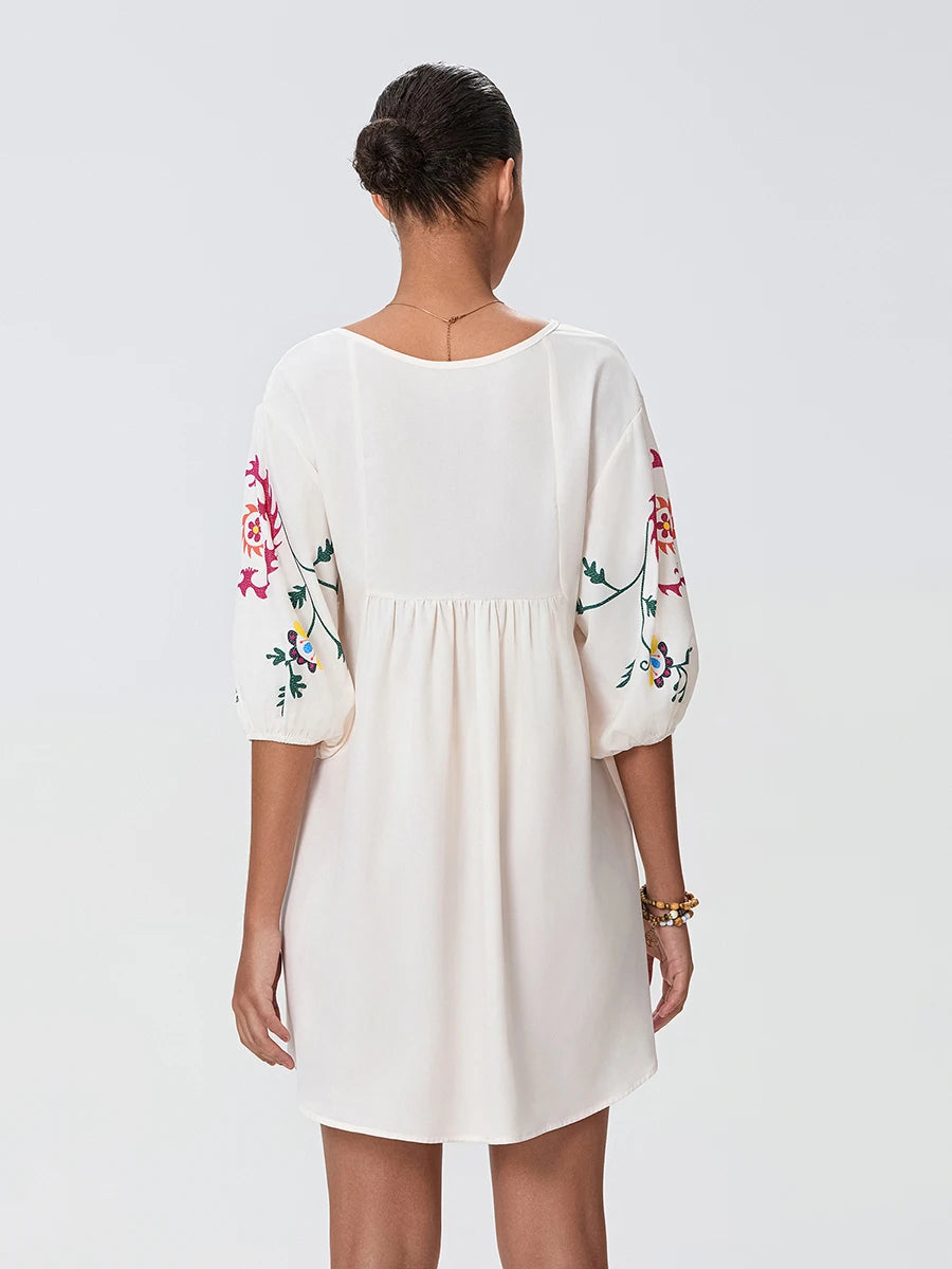 BC Floral Print Loose Mini Dress Sleeve V-Neck