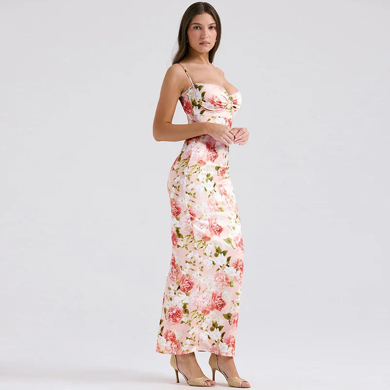 Mindy Vintage Floral Long Maxi Dress