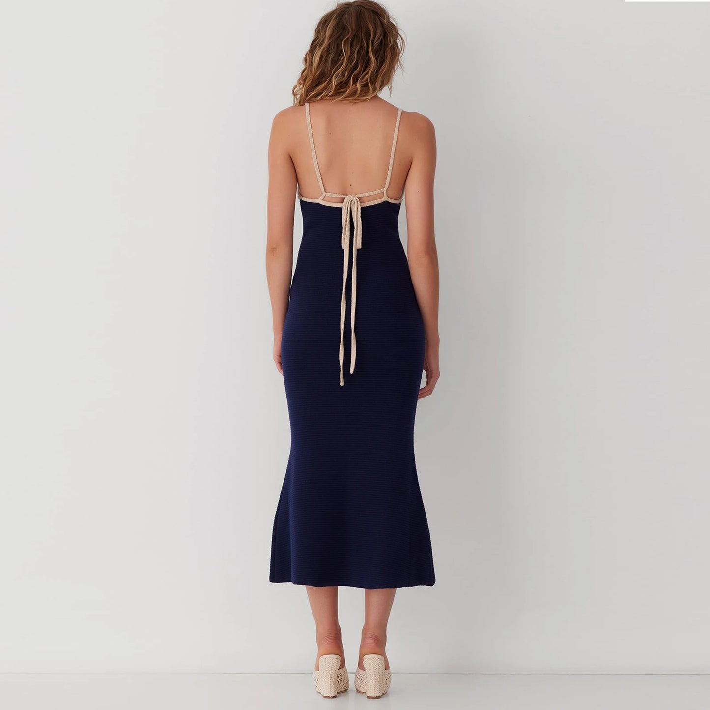 Al Sleeveless V Neck Aesthetic Shell Long Knit Dress