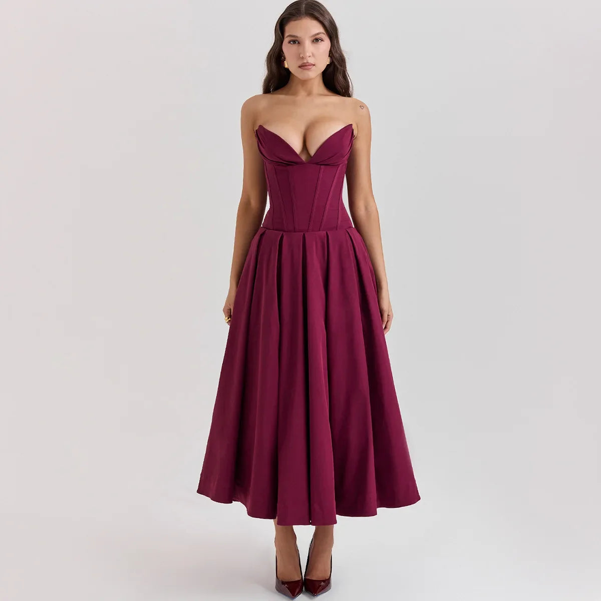 BC Elegant Strapless Corset Midi Dress