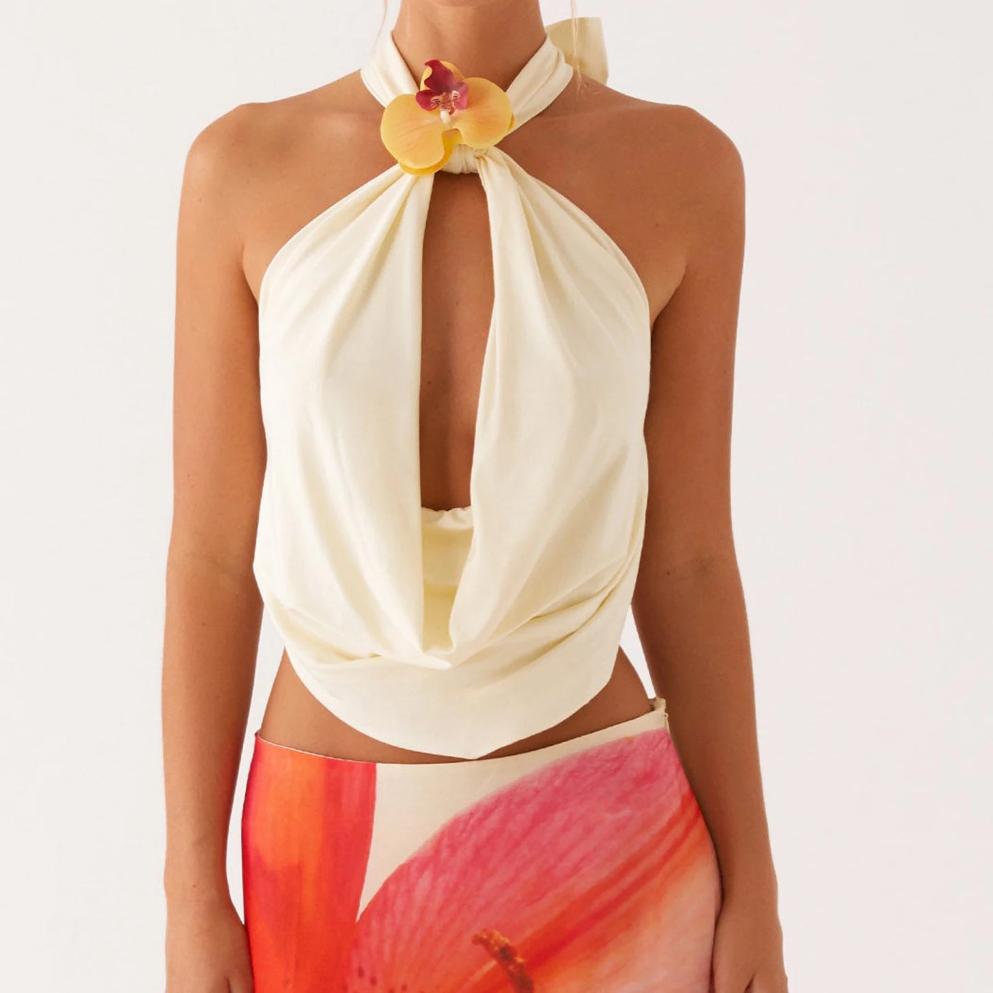 Maemuk Halter 3D Flower Top