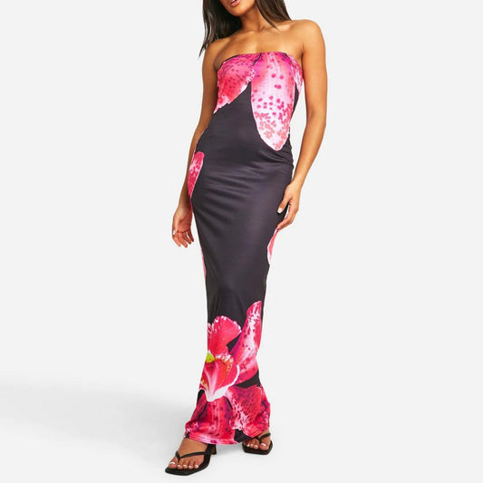 BC Floral Print Backless Aesthetic Dress