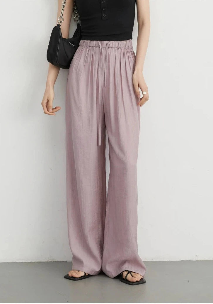 Ida High Waisted Loose Elastic Waist Wide Leg Pants