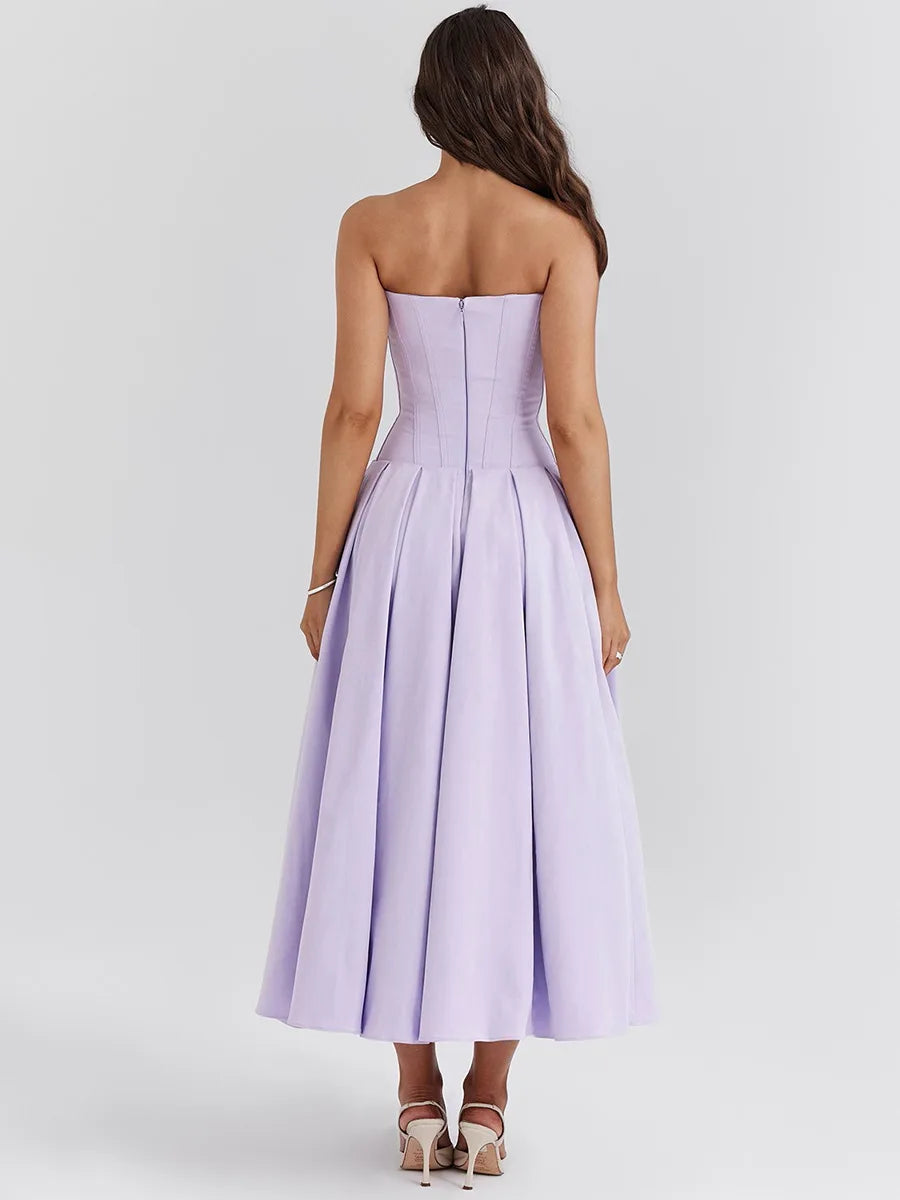 Beth Maxi Elegant Strapless Corset Dress