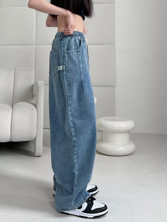 BC  Vintage Loose Elastic Waist  Y2K Wide Leg Punk Baggy Denim Trouser